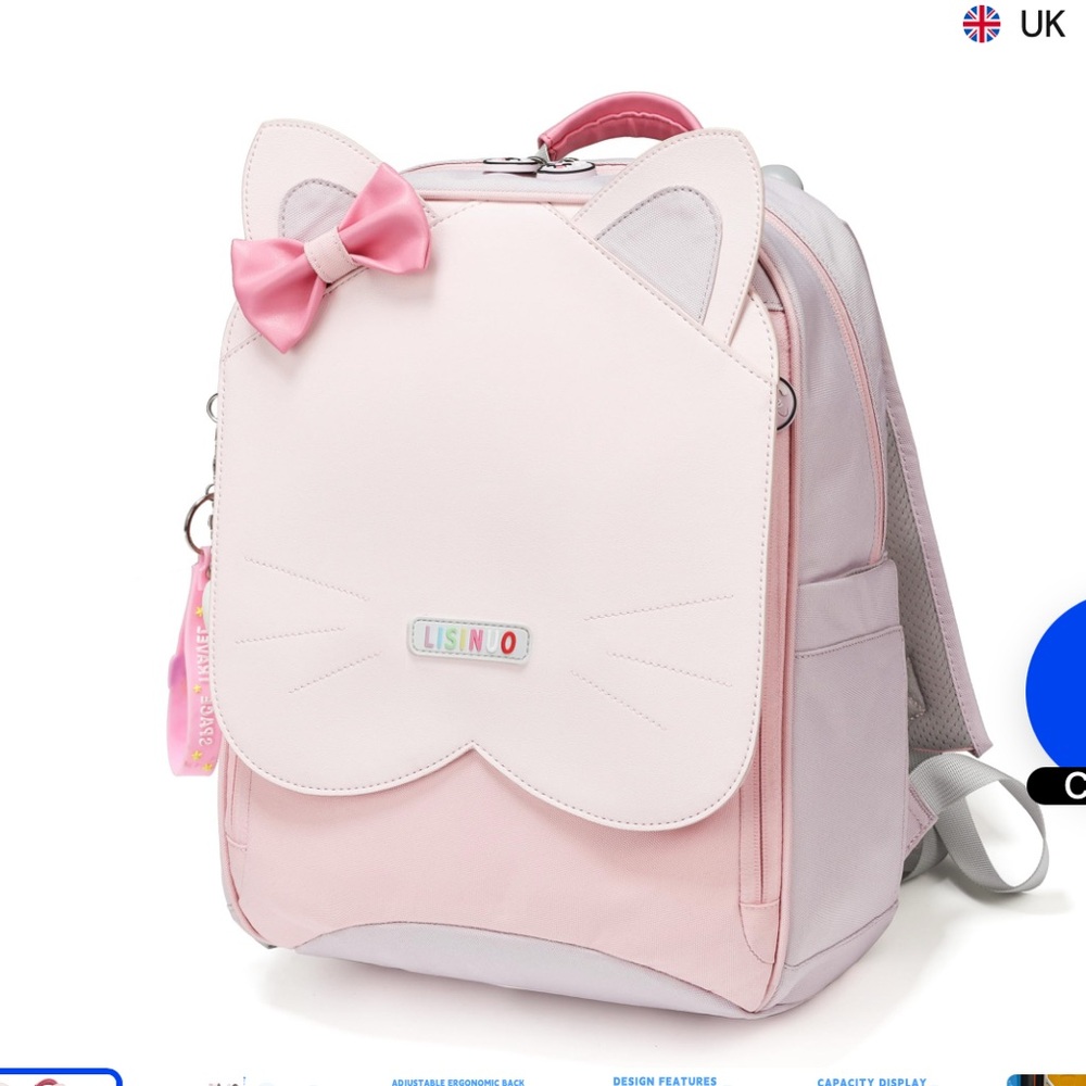 Auobag Pink Cat Ear Kids Backpack